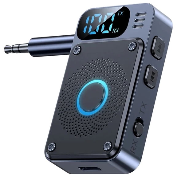 Bluetooth 5.4 Transmitter Receiver, 2-in-1 Wireless Audio Adapter with LED Digital Display, 3.5mm Jack, Hands-Free Call, for Car, Home Stereo, Headphones, TV, Speakers