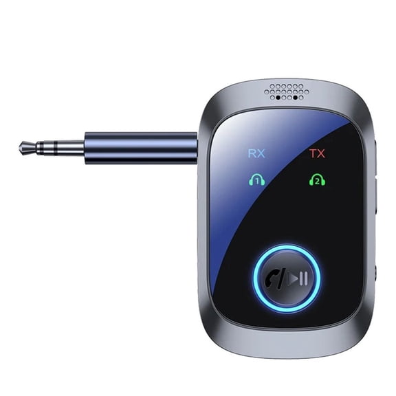 Bluetooth 5.4 Transmitter Receiver with LCD Display, 2-in-1 Wireless Audio Adapter, 3.5mm Jack, Dual Link, Hands-Free Call for Car, Home Stereo, Headphones, TV