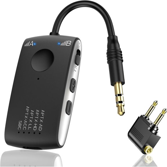 Bluetooth 5.4 Transmitter Receiver for 2 or BT Devices, Wireless Adapter Flight, TV, PC and Gym, , with Dual Link AptX Adaptive/Low Latency/HD o