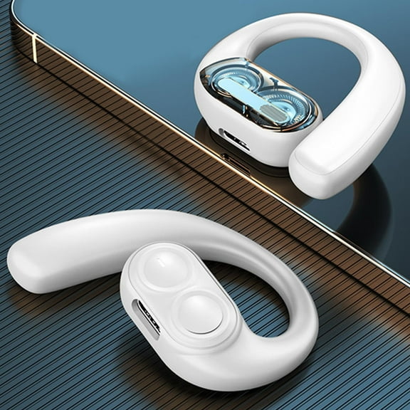 Bluetooth 5.4 Wireless Ear Mounted Earphones | HiFi Stereo Sound | Dual Speaker Units | 8 Hour Playtime | Type-C Charging | Clear Calls | Open-Ear Design | Lightweight | White | 1 Pair