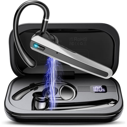 Bluetooth 5.4 Wireless Earbuds with ENC Headphones Noise Canceling Mic120Hrs Talk Single-Ear Bluetooth Earpiece, LED Display, IP7 Waterproof Hand-Free Earphones for Android iOS Workout Gym Sports