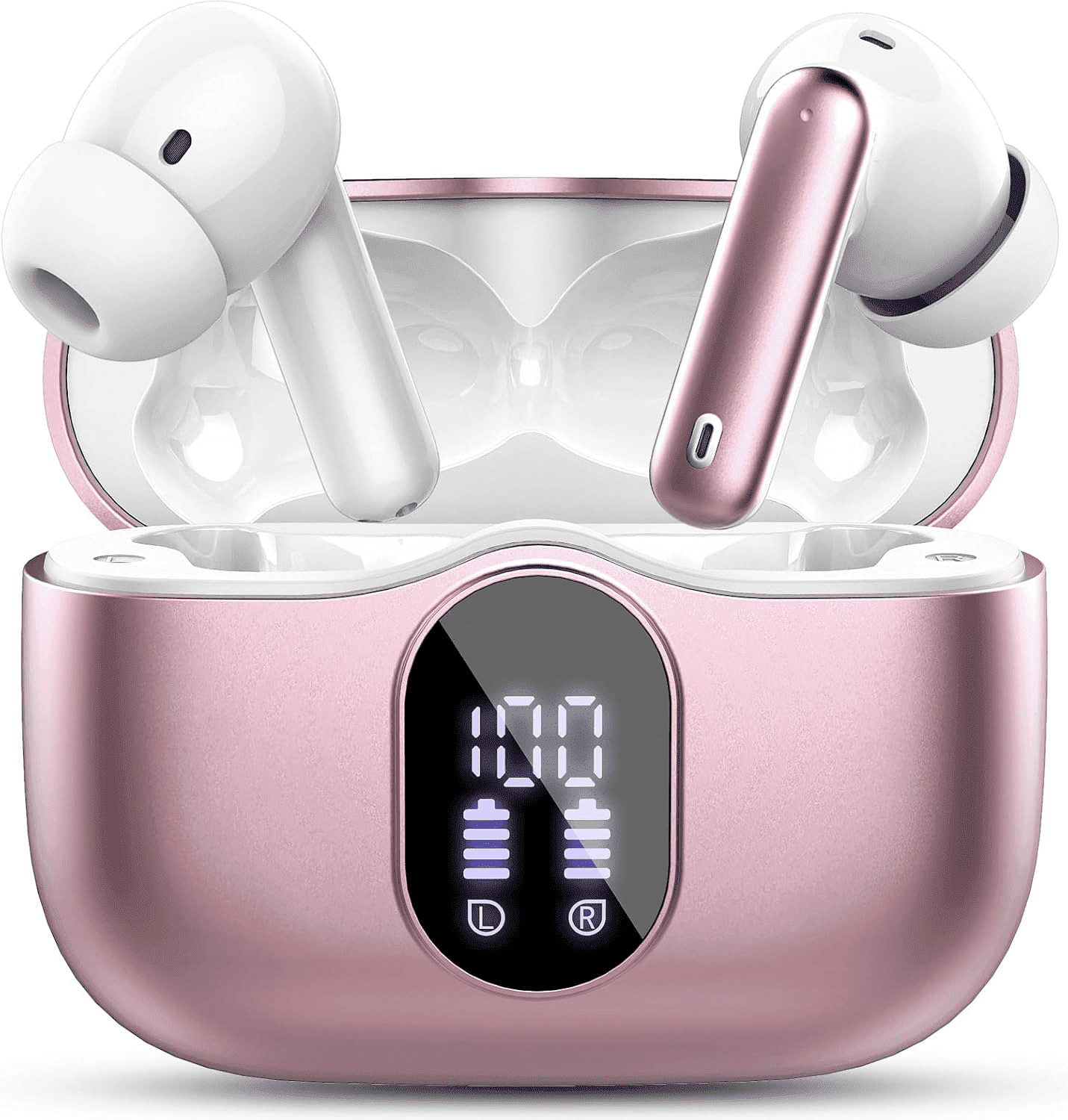 Bluetooth 5.4 Wireless headphone LED display bass stereo headphone, noise reduction microphone IP7 waterproof durable battery life, laptop phablet mobile phone fitness sports green