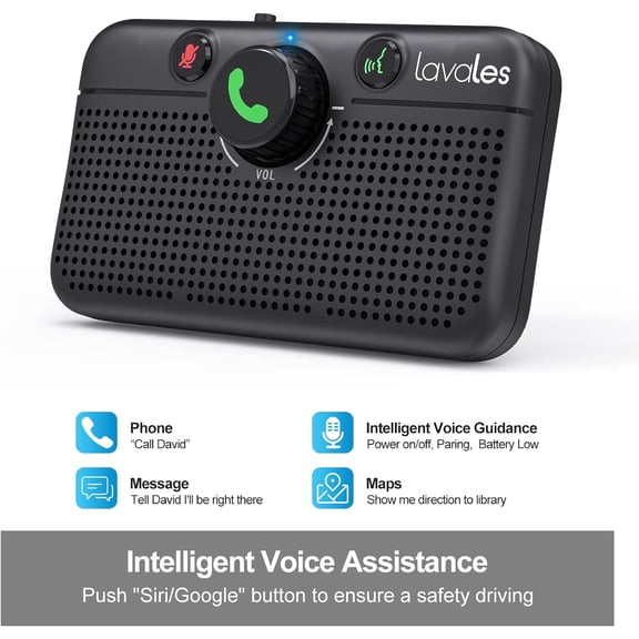 Bluetooth 6.0 Car Speaker, Handsfree Wireless Speaker Kit for Cell Phone, Support Siri & Google Voice Assistant, Motion Auto On, Audio Speakerphone with Visor Clip