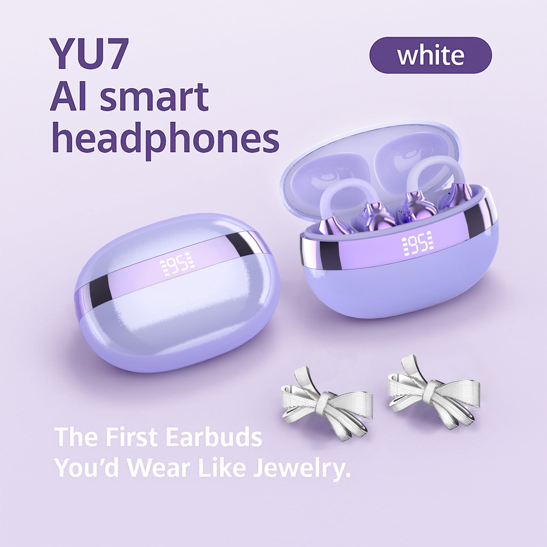 イヤホン PlumCat CuiSheng ENC Earphones Bluetooth 6.0 Open-Ear Clip-On Wireless Earbuds, ENC Noise