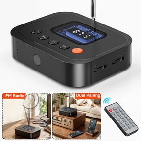 Bluetooth 6.0 Wireless Audio Receiver Adapter with LCD Display, Dual Device Connection, 3.5mm AUX RCA USB Playback, FM Radio, Hands-Free Call, HiFi Audio Converter for Home Stereo TV Car Speaker