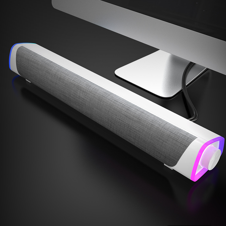 Bluetooth 6D Surround Soundbar With RGB Light Speakers Computer Wired