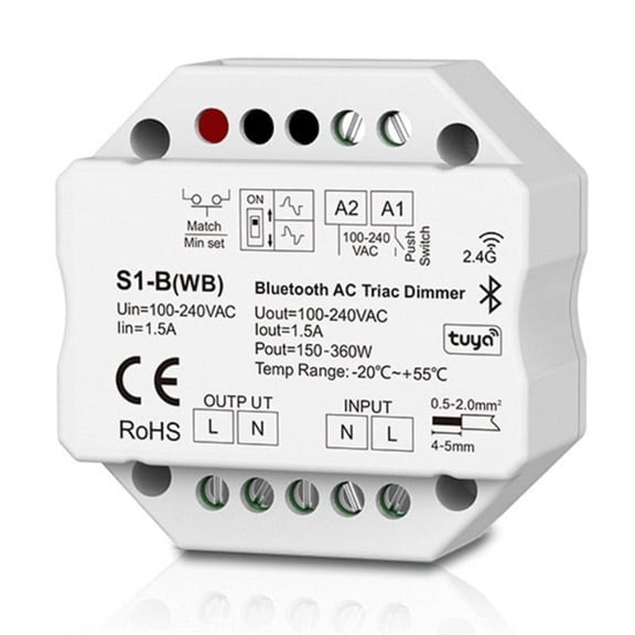 Bluetooth AC Triac Dimmer Support Dimmable LED Driver Incandescent Lamps Halogen Lamps Push Dimming 4 Zone RF Remote