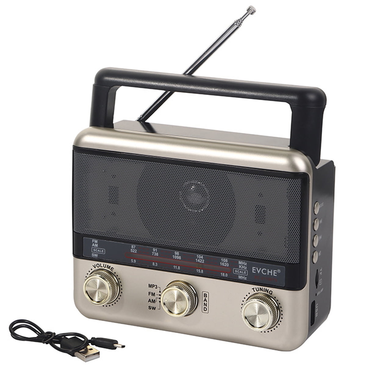 Cccanaooolceie Multifunctional Solar Radio Retro Radio Portable AM FM Radio with Bluetooth Speaker, Rechargeable Solar Radio, TF Card USB Disk Player, Large Tuning Knob for Home