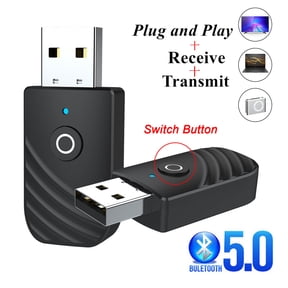 Bluetooth Adapters - 3-in-1 Wireless Audio Transmitter & Receiver, Bluetooth 5.0, 10M Range, Plug and Play for TV, PC, Car Stereo, Wired Speakers, Home Theaters Setup, Black