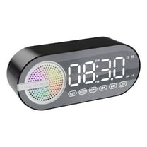 Bluetooth Alarm Clock Speaker with LED Display,Smart Voice Control,Multi Functional Clock Alarm,Portable Subwoofer for Outdoor Use,Type C Rechargeable
