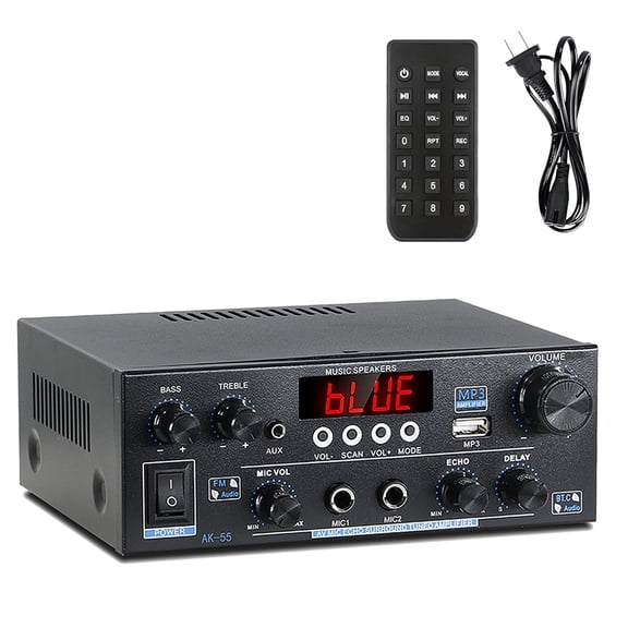Bluetooth Amplifier AK55 Stereo Audio Amplifier 2 Channel RMS 70W x2 Subwoofer Amplifiers, Mini Power Amplifier Home Audio for Speakers, BT/USB/AUX,Optical & Coaxial Inputs, FM Radio, MIC