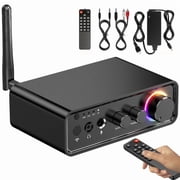 بلوتوث مكبر للصوت استقبال ستيريو، 100 Wx2 HiFi فئة D أمبير مع RCA/البصرية/المحورية/ميك أجهزة استقبال الصوت المنزلية ومكبرات الصوت للمنزل/في الهواء الطلق/المرآب/السقف/مكبرات الصوت السلبية نظام المسرح