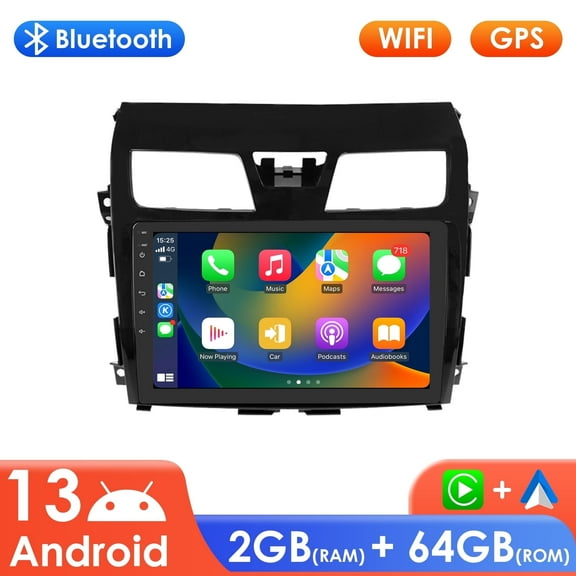 Bluetooth Android 13 Apple CarPlay 2+64GB Wifi AUX Car Stereo Radio Head Unit Multimedia GPS Navigation Player For Nissan Altima Teana 2013 2014 2015 2016 2017 2018