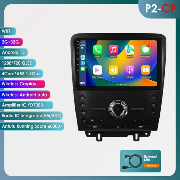 Bluetooth Android 13 Apple Carplay 2+32GB Wifi RDS 10.1" Touch Screen Car Stereo Radio Head Unit GPS Navigation Player For Ford Mustang 2010 2011 2012 2013 2014