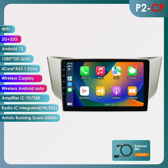 Bluetooth Android 13 Apple Carplay 2+32GB Wifi RDS 9" Touch Screen Car Stereo Radio Head Unit GPS Navigation Player For Lexus RX300 RX330 RX400H 2003 2004 2005 2006 2007 2008 2009