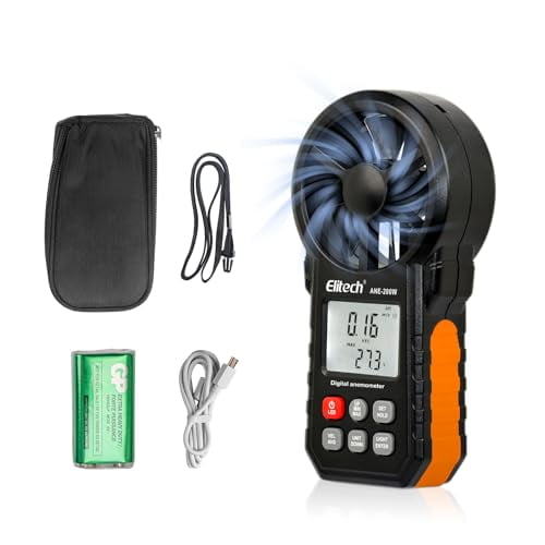 Bluetooth Anemometer Handheld, Digital Wind Speed Meter with Temperature and USB Data Export, CFM/CMM Measurement, for Drone Flights, Outdoor Activities, and HVAC, ANE-200W$$Garden & Patio