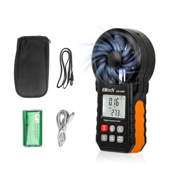 Bluetooth Anemometer Handheld, Digital Wind Speed Meter with Temperature and USB Data Export, CFM/CMM Measurement, for Drone Flights, Outdoor Activities, and HVAC, ANE-200W