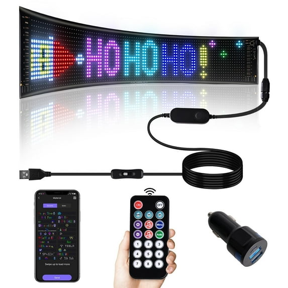 Bluetooth App Control LED Car Sign,Custom Text Pattern Animation Scrolling LED Display for Car Windows Store Party Bar Decor 23''x5'' ZHEYU