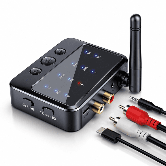 Bluetooth Audio Adapter, Bluetooth 5.4 Transmitter Receiver Support U Disk, TF Cards, Optical/RCA/Aux, LED Display, Bluetooth Receiver for TV, Home Stereo, Adapter