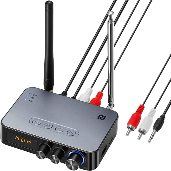 Bluetooth Audio Adapter Transmitter Receiver - Bluetooth 5.1 Transmitter Receiver for TV Home Stereo Bluetooth Adapter for Receiver Wireless Audio Adapter with Low Latency RCA AUX 3.5mm