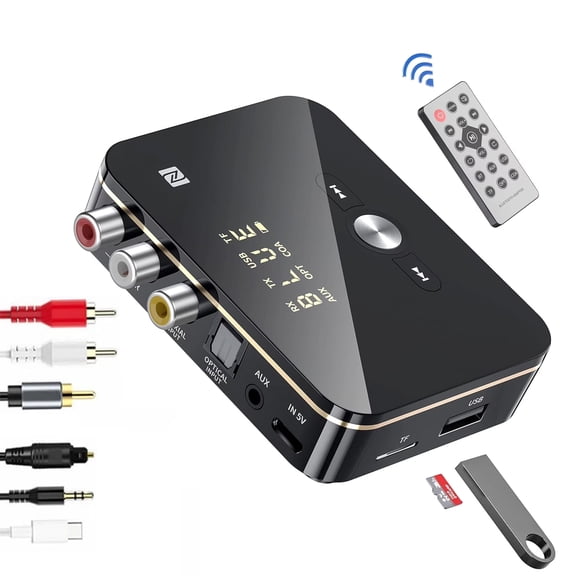 Bluetooth Audio Transmitter Receiver, Bluetooth Hi-Fi Audio Adapter, Audio Adapter with RCA,COAXIAL,Optical,NFC,Aptx-LL for Home and Car Stereo, AV Receiver or Amplifier