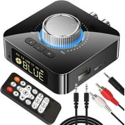 Bluetooth Audio Transmitter Receiver with Remote, 5-in-1 Bluetooth 5.0 Adapter for TV Car CD PC Home Stereo Speaker Headset, Support 3.5mm AUX, RCA, USB U Disk MP3/Micro SD TF Card Playback