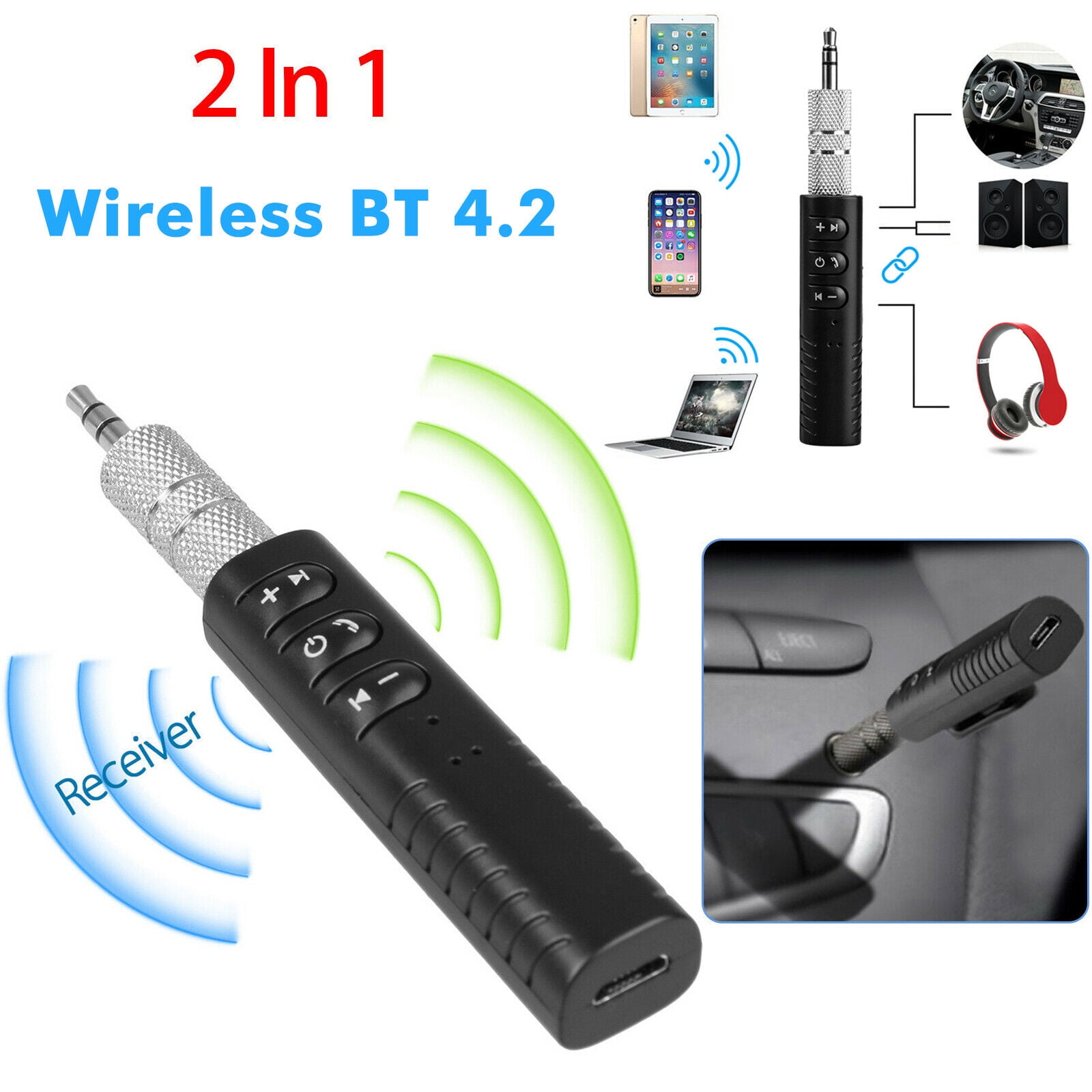 Bluetooth Aux Adapter, Wireless Bluetooth Car Adapter, Mini Protable 3.5mm Bluetooth 5.0 Aux Receiver for Car, Headphones