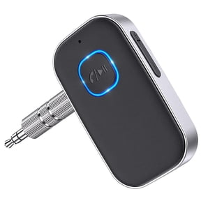 Bluetooth to Aux Car Adapter, 3.5Mm Bluetooth Adapter, Metal Controls, Compact Silver, Plug-In Unit, In-Car Audio, Hands Free Calling, Wireless Connectivity, 1 Pc