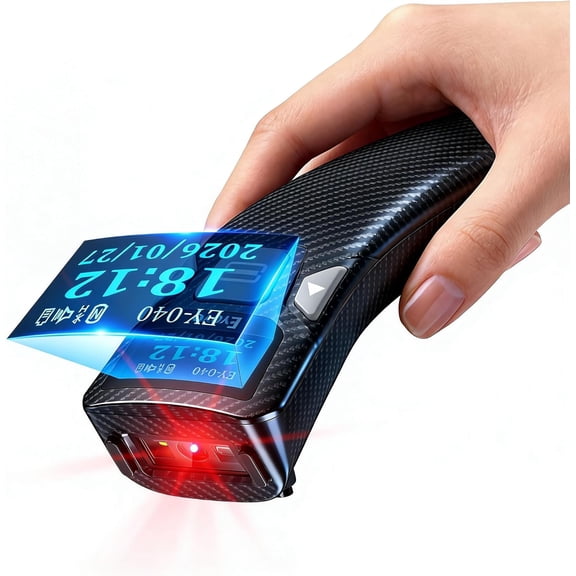 Bluetooth Barcode Scanner with Screen: Portable Mini 1D&2D QR Code Scanner for Retail Store, Library Book - USB Wired & Wireless Bar Code Reader Compatible for iPhone iPad Android Phone Laptop