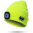 thumbnail image 1 of Bluetooth Beanie Hat with Light, Unisex USB Rechargeable 4 LED Headlamp Cap with Headphones, Built-in Stereo Speakers & Mic Winter Knitted Night Lighted Music Beanie Hat (Fluorescent Yellow), 1 of 6