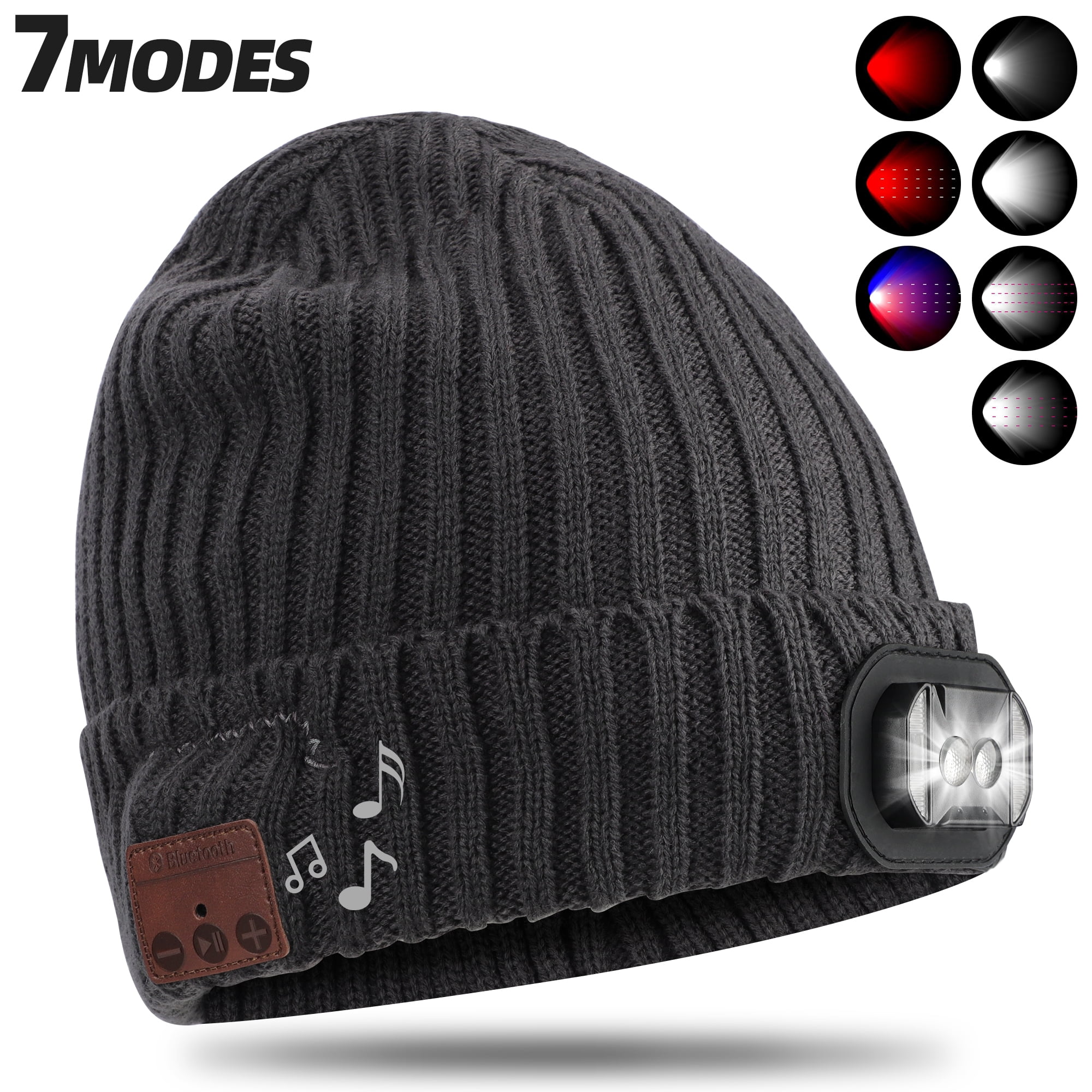 Wmcaps Bluetooth Beanie With A Light, Unisex USB Rechargeable 4 LED