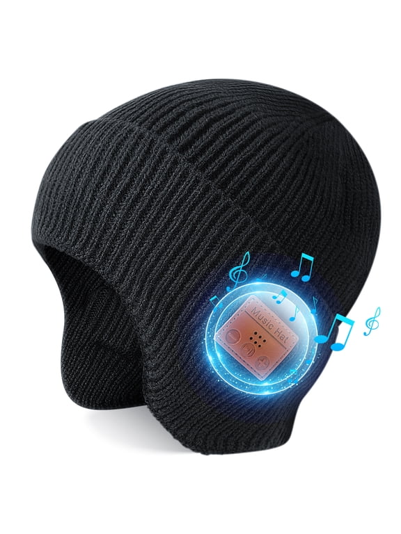 Bluetooth Beanie Hat with Headphones Wireless Winter Hat Built in Microphone and Stereo Speakers Gift for Unisex