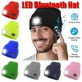 thumbnail image 1 of Bluetooth Beanie Hat with Light & Headphones Unisex Winter Knitted Cap with Headlamp Tech Gift for Men Women Dad Husband(Orange), 1 of 5