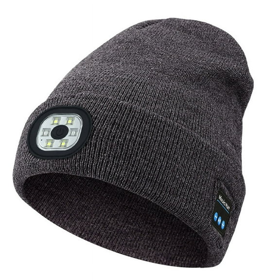 Bluetooth Beanie with a Light, Unisex USB Rechargeable 6LED Fashlight Hat with Cordless Headphones, Unique Christmas Birthday Gifts for Men Him Husband Teen