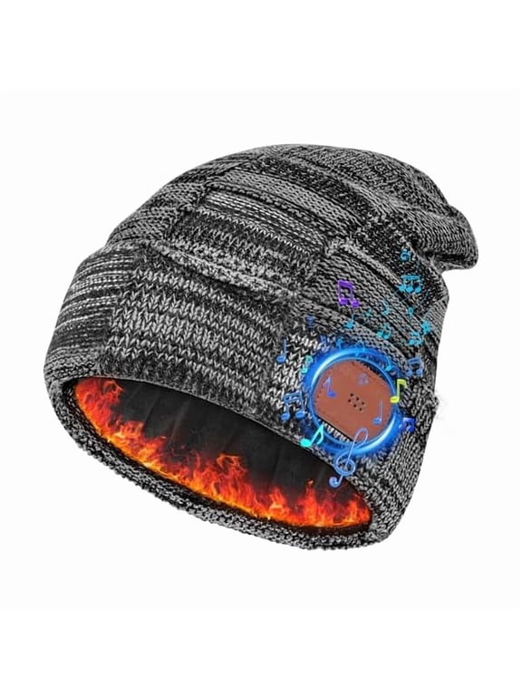 Bluetooth Beanie, Unisex Fleece Lined Winter Hat with Headphones, Stocking Stuffers for Men Women Gifts Dad Mom Teens