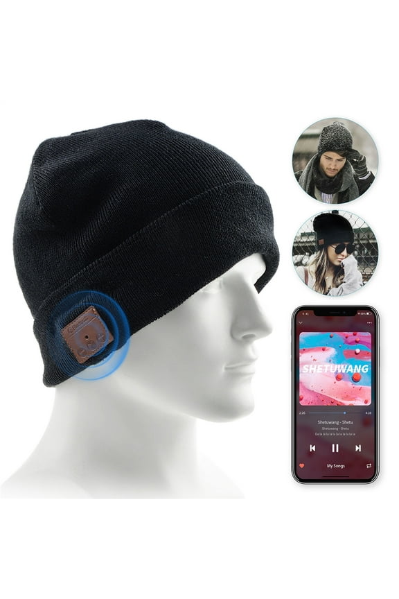 Bluetooth Beanie,Upgraded Wireless Bluetooth Hat with Headphone Headset Earphone Knitted Beanie with Stereo Speakers and Microphone Hands Free Talking for Women Men