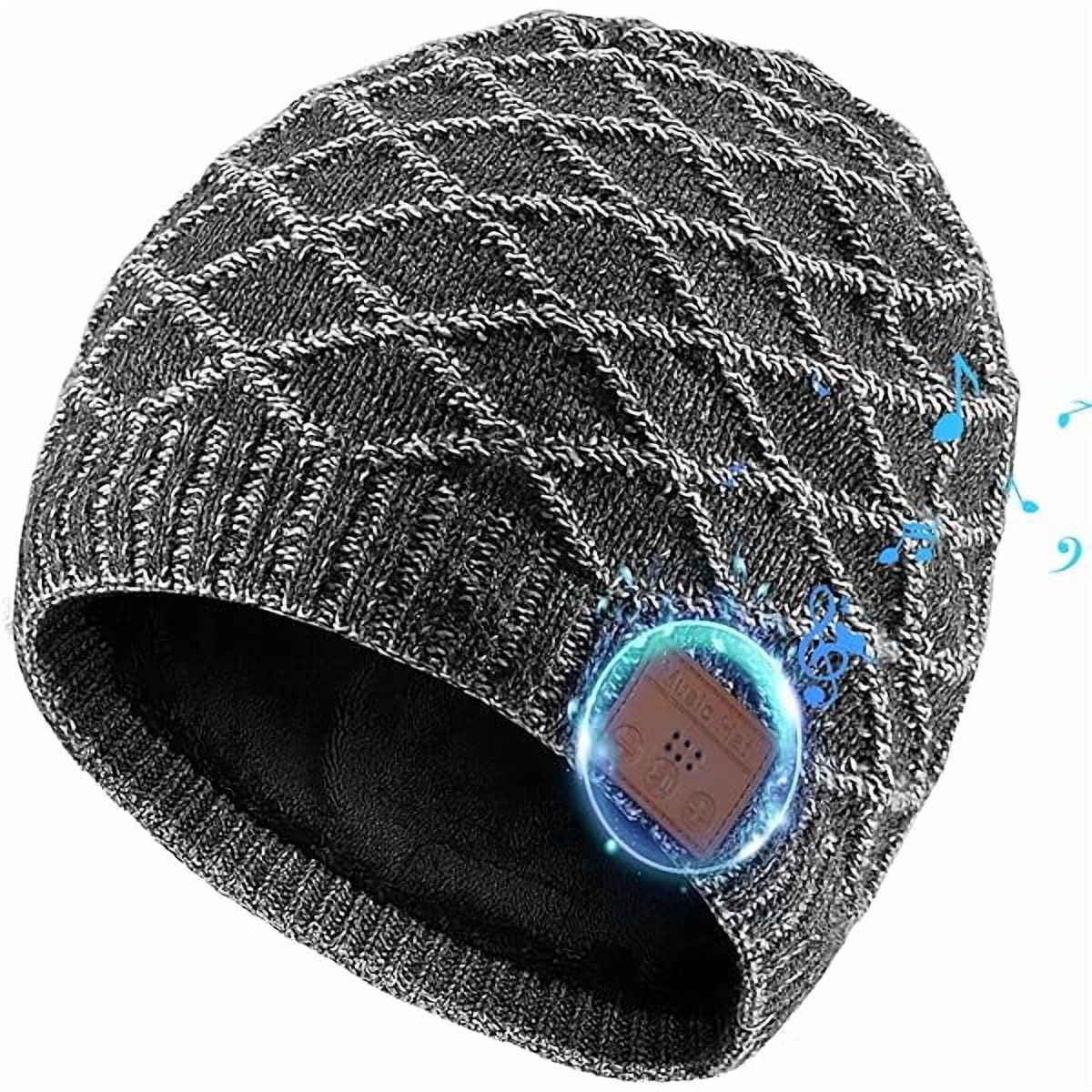 Bluetooth Beanie for Men, Wireless Headphones for Bluetooth Hat, Winter Knit Music Hat, Unique Tech Gifts Stocking Stuffer
