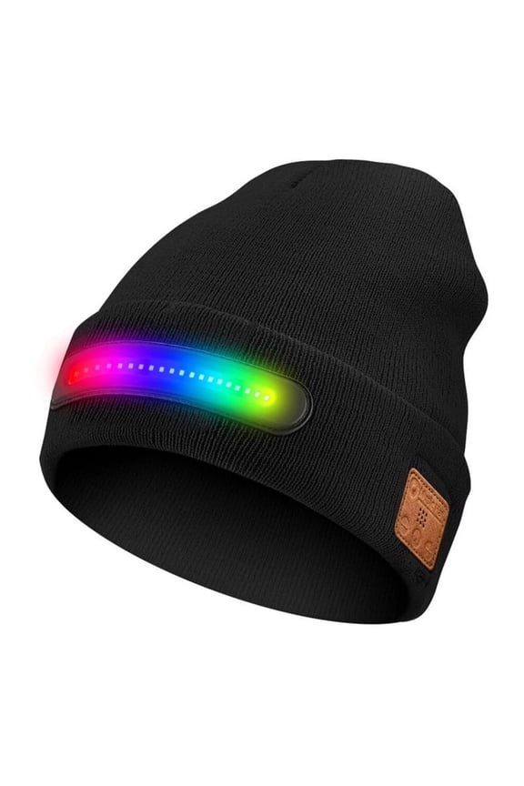 Bluetooth Beanie with Built-in LED Light - Rechargeable 3-in-1 Winter Hat for Hands-Free Music, Calls, and Illumination