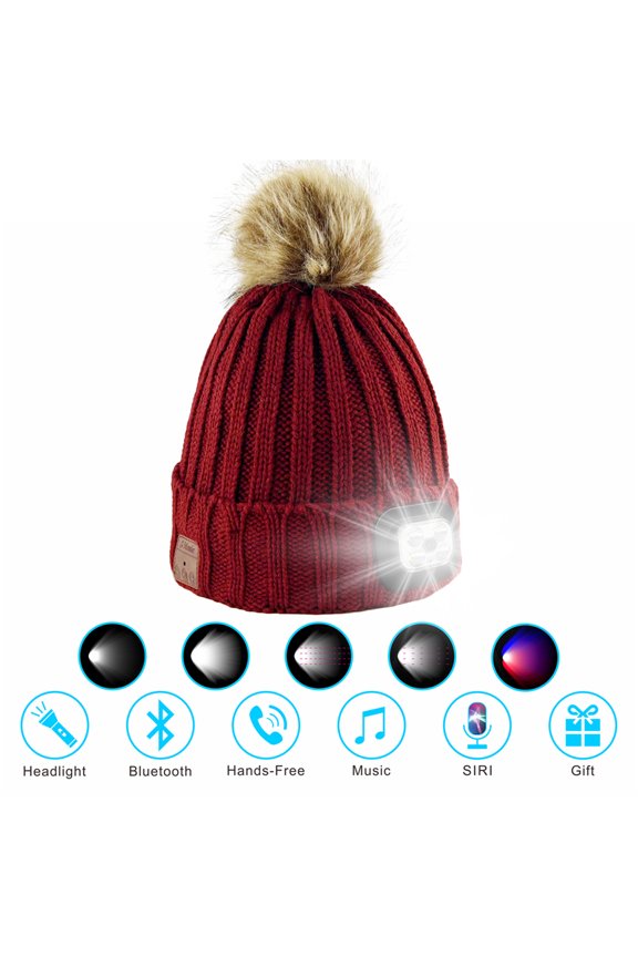 Bluetooth Beanie with Light, Wireless Headphones,Stereo Speakers Unique Tech Gifts USB Rechargeable Bluetooth Hat Built-in Wireless Headphones