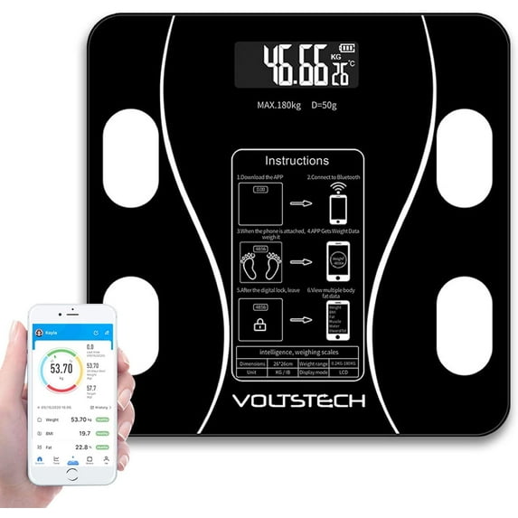Bluetooth Body Fat Scale Auto Monitor Weight Digital Body Composition Analyzer with Smartphone App