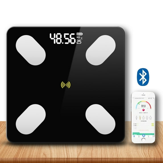 Bluetooth Body Fat Scale with Free iOS & Android App, Smart Wireless Digital Bathroom Scale, Body Composition Analyzer for Body Weight, Body Fat, Muscle Mass, BMI and More, 396lb (Black)