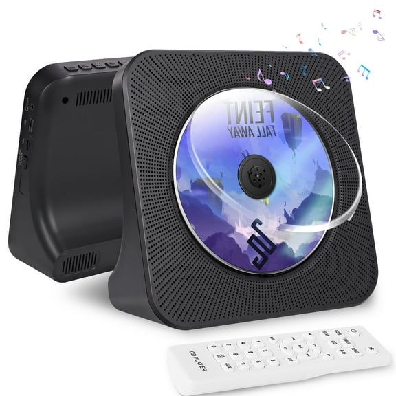 Bluetooth CD Players with HIFI Speakers, FM Radio, Desktop CD Player with USB AUX Port, Music Player for Home, Dust Cover,Remote Control