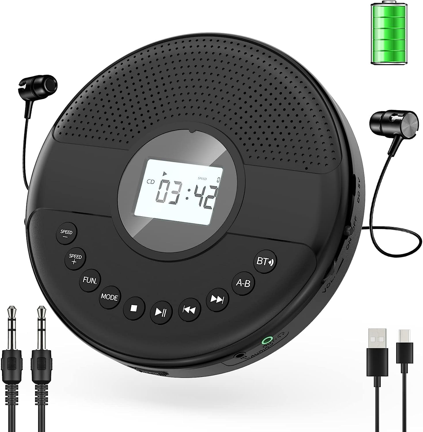 onn. 100W CD Stereo with USB & Bluetooth Connectivity 