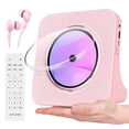 thumbnail image 1 of Bluetooth CD Player with  FM Radio/USB/AUX, Portable CD Player, Home Pink CD Music Player with HIFI Speakers, Remote Control, Dust Cover, 1 of 7