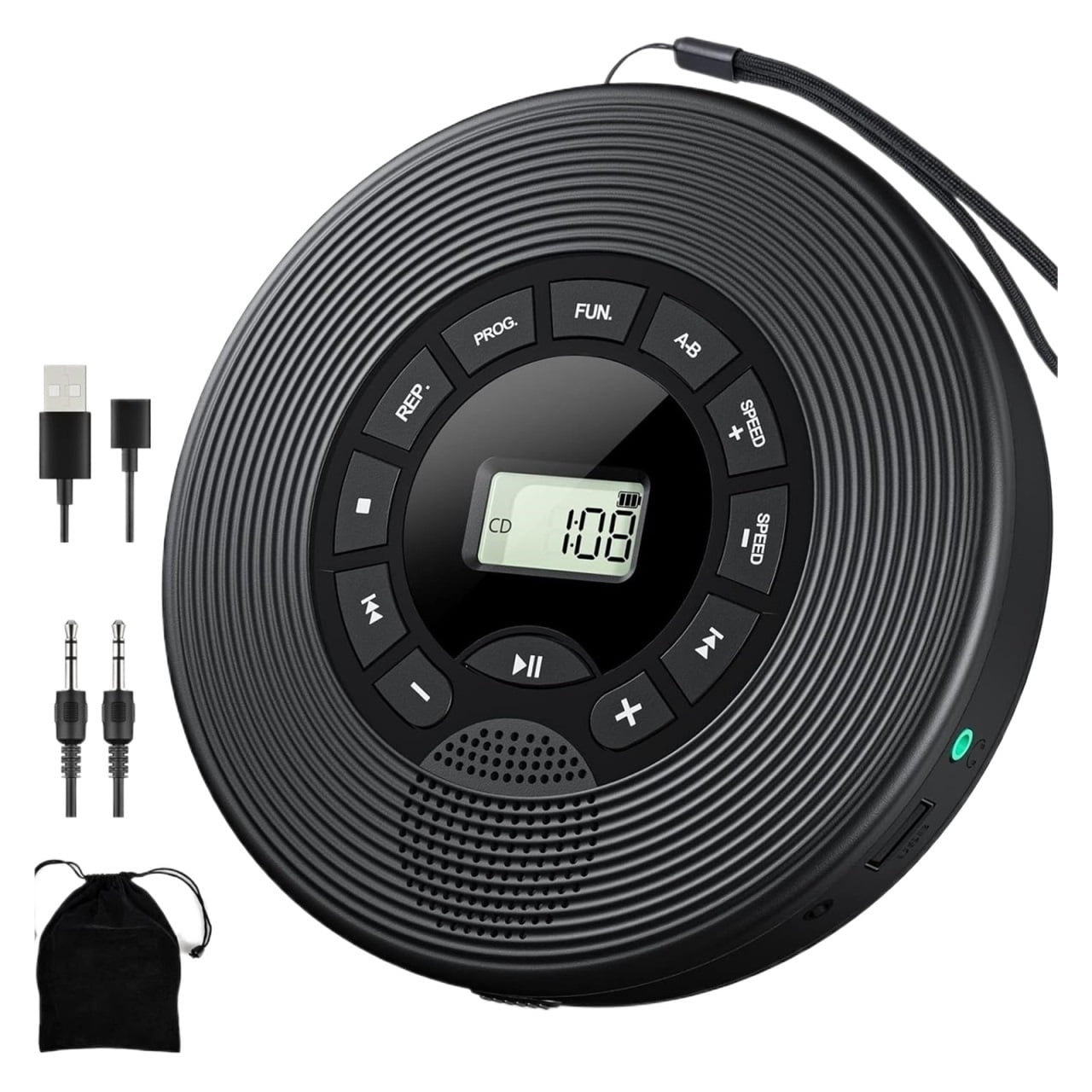Bluetooth CD Player with USB Port Stereo Sound Audio Output and Language Repeat Function