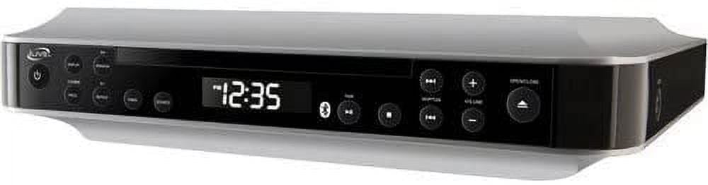 Bluetooth Under The Cabinet Kitchen Clock Radio with CD Player, Bluetooth Wireless Speaker System, Features FM Radio with 20 Presets and Timer, Built-in Audio Cable and Remote Control Included