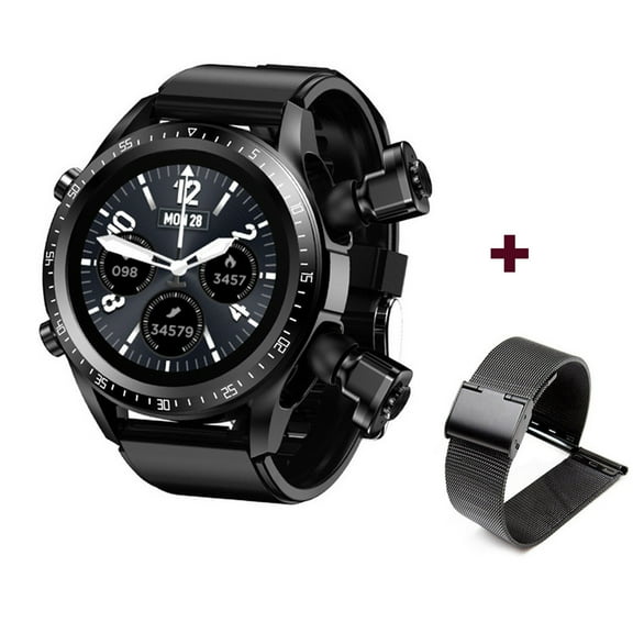 Bluetooth Call Bracelet Headphone 2-In-1 Smart Watch With Metal Strap Fitness Tracker Music Control