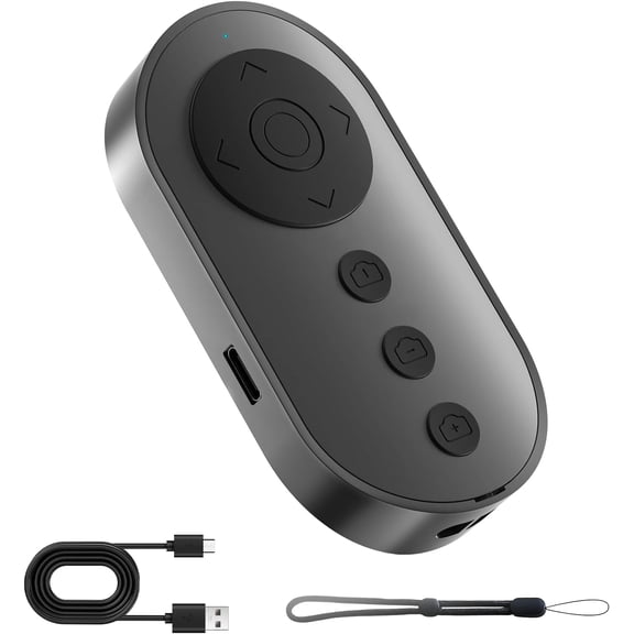 Bluetooth Camera Remote Shutter with Zoom and Front/Rear Camera Switch for Photo and Vlogging,Cllphone Remote Clicker for iOS & Android Smartphone, Wireless Video Scrolling for Tiktok
