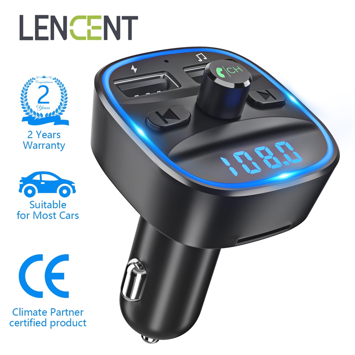 Bluetooth Car Adapter, LENCENT FM Transmitter, 2024 Upgraded Bluetooth