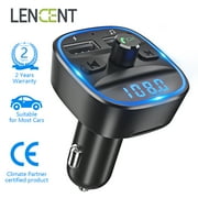 Bluetooth Car Adapter, LENCENT FM Transmitter, 2024 Upgraded Bluetooth 5.0 Vehicle MP3 Player Support TF Card & USB Disk, Cigarette lighter Car Charger, Radio Transmitter Adapter with Dual USB